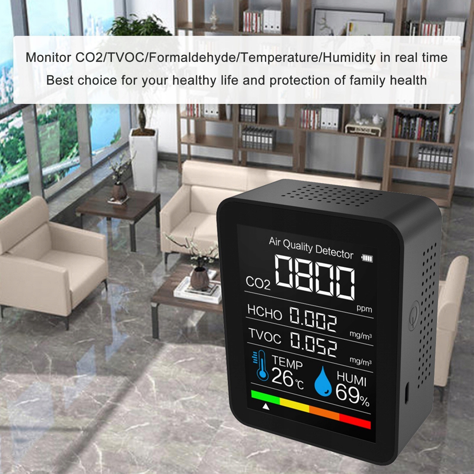 Монитор качества воздуха CO2/HCHO / Tvoc тип детектор газа измеритель влажности