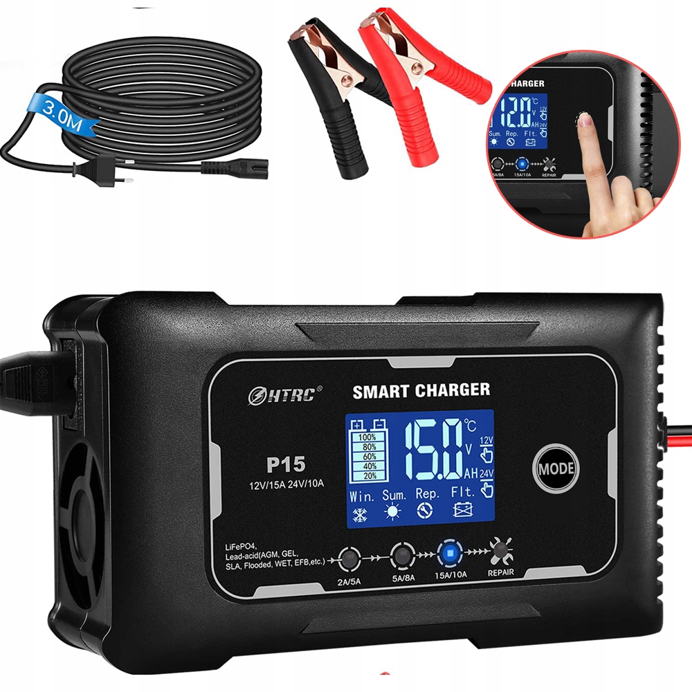Automatický Inteligentní Usměrňovač, Nabíječka Akumulátoru LCD 12V/24V