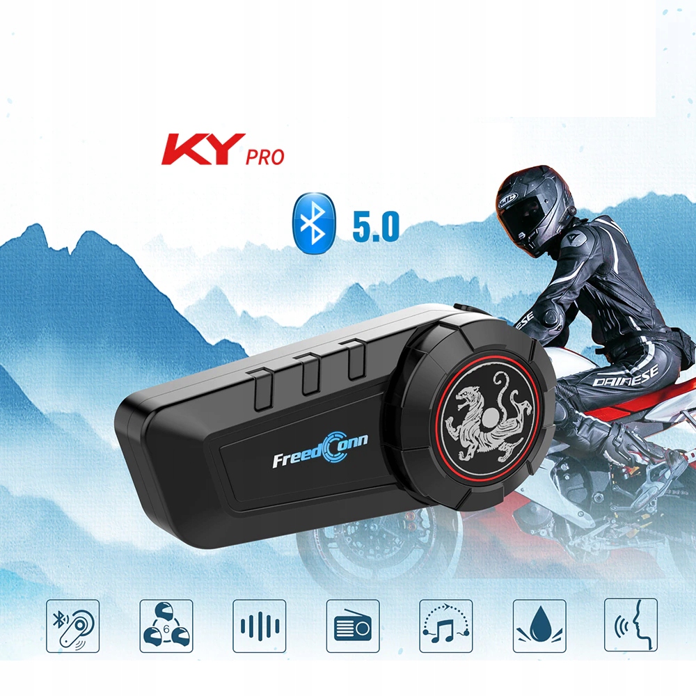 INTERKOM MOTOCYKL FREEDCONN KY PRO BT 1000M 6 OSOB Numer katalogowy producenta FREEDCONN KY PRO