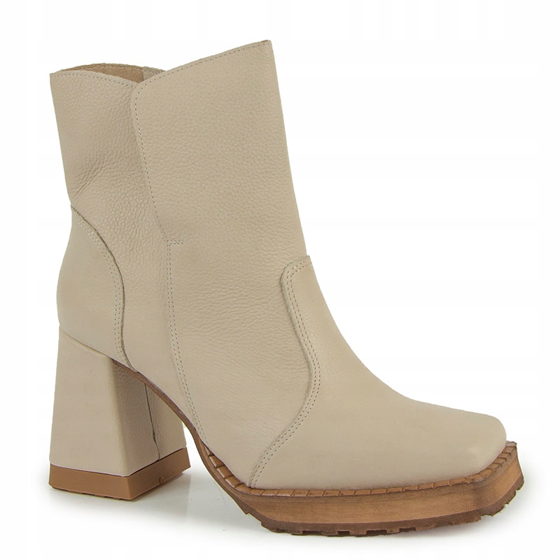 Exquisite 1466 Kotníkové Boty Kozačky Kůže Lico Béžové 36