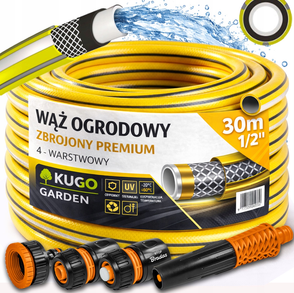 Hadice 1/2" 30 m 4 Vrstvy Plus Premium Zavlažovač Set Bradas