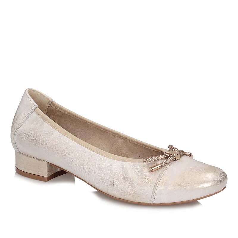 Zlaté polobotky na plochém podpatku Exquisite 1556