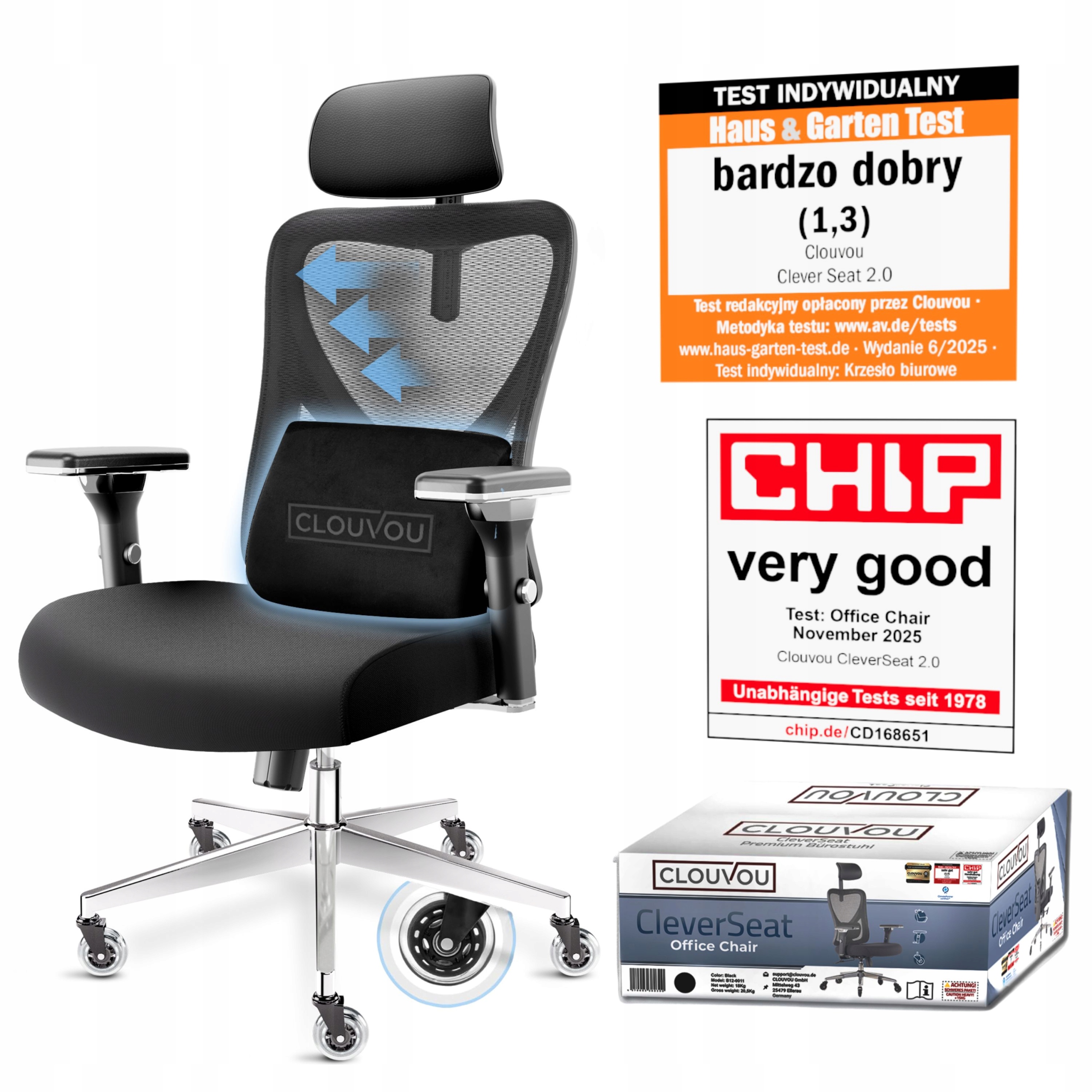 Fotel obrotowy CLOUVOU czarny