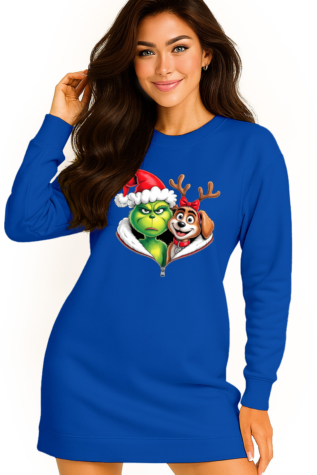 Mikina Vánoční Oversize Šaty Grinch Sob Dárek Vánoce L