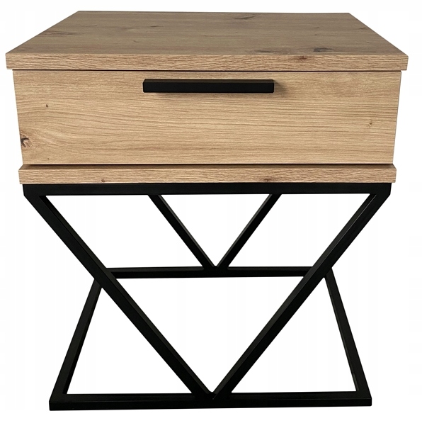 

Stolik nocny dąb artisan-czarny loft metal V Aston