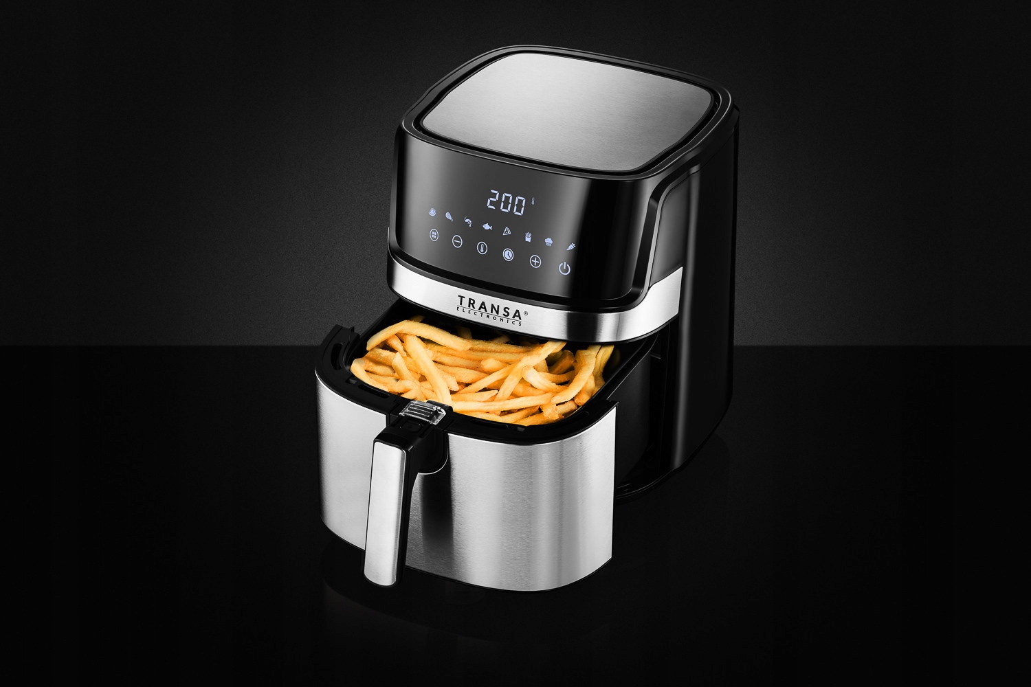 FRYTKOWNICA BEZTŁUSZCZOWA FRYTOWNICA INOX 8 PROGRAMÓW XXL 6L 1700W Marka Transa Electronics