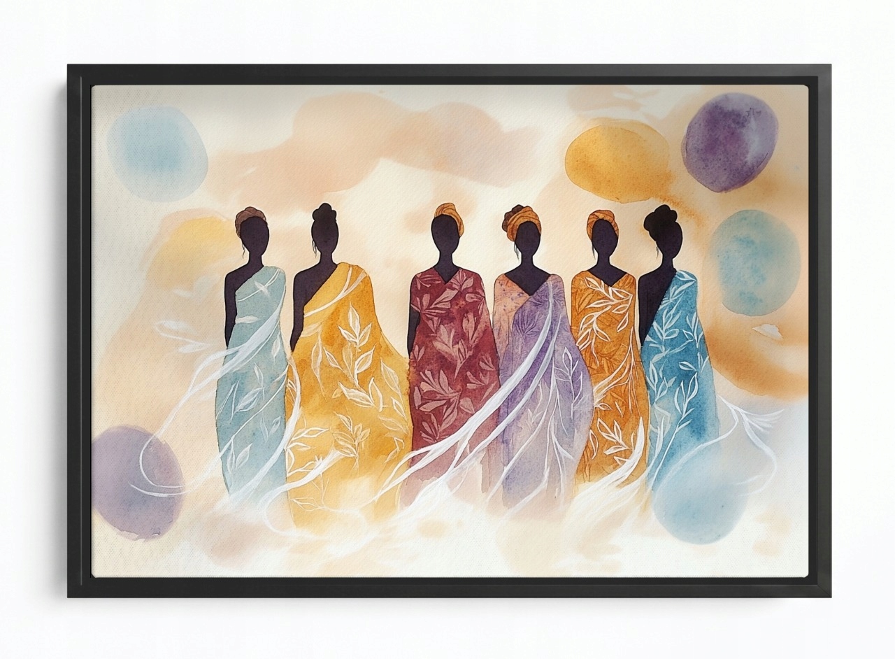 Obraz Rám Americká Krabička Postavy Ženy Dívky Afrikánky Etno 60x40