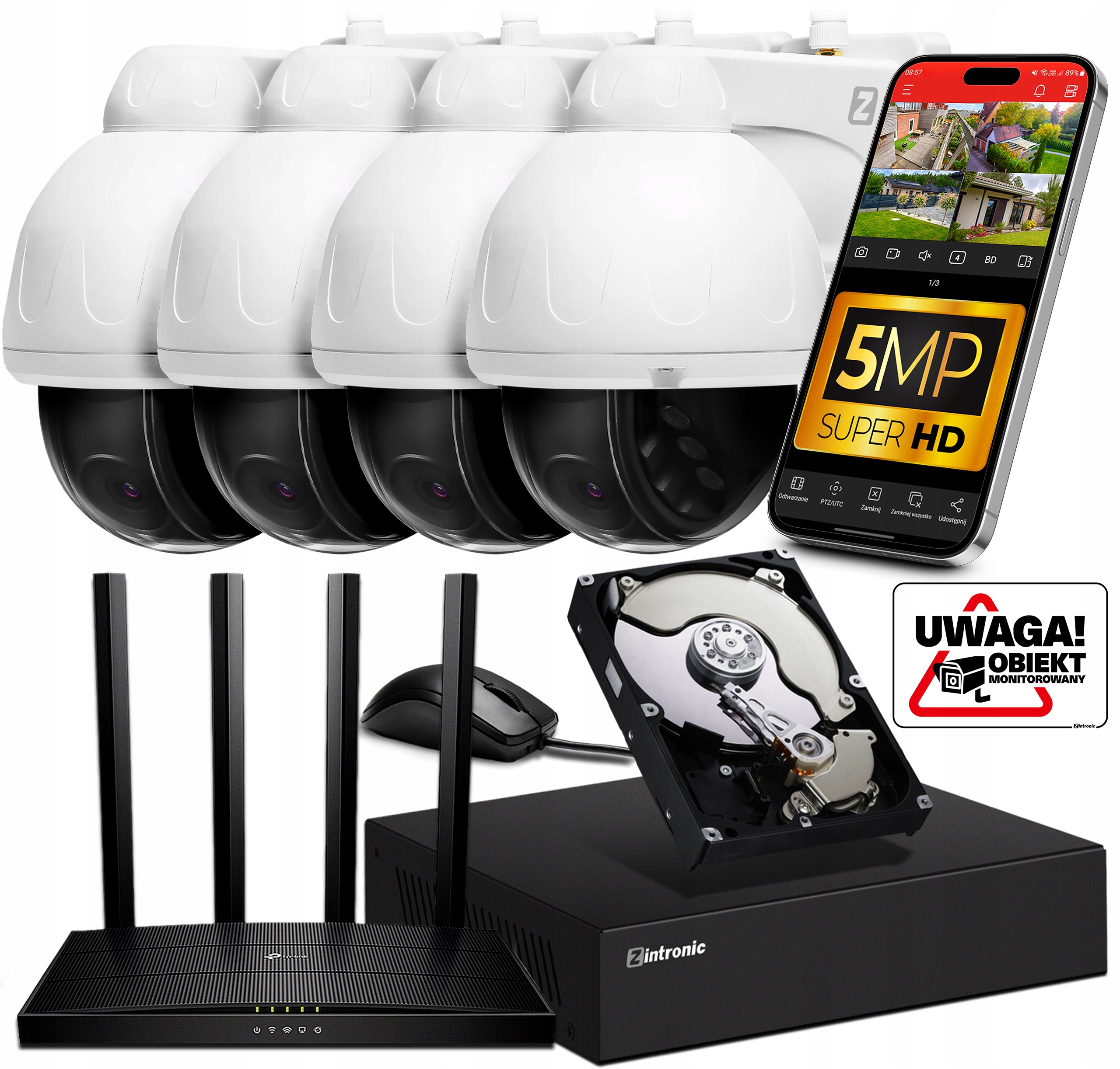 Sada na monitorovanie WiFi 4 otočných kamier 5MPx Audio, Detekcia Osôb