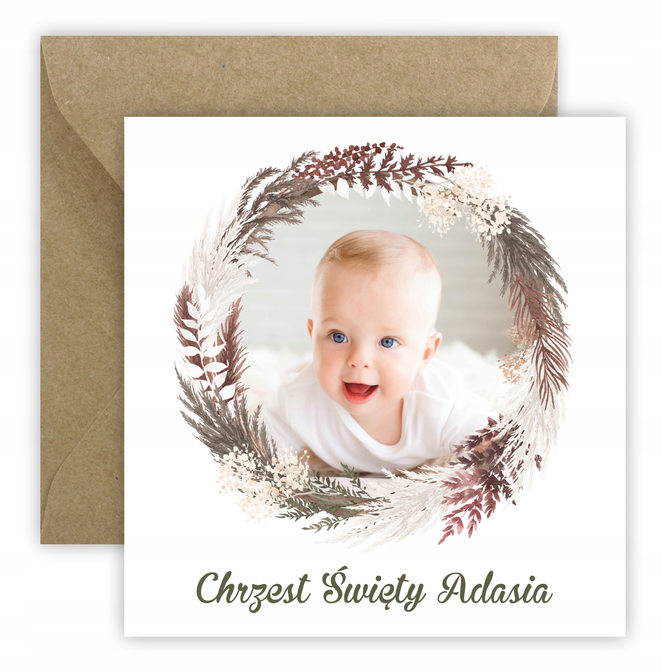 ZAPROSZENIA NA CHRZEST - ZE ZDJĘCIEM - BOHO - IMIĘ