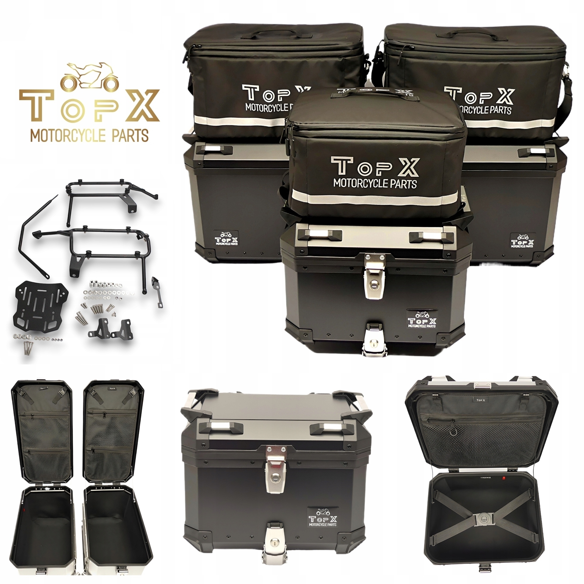 Honda CRF1100 Crf 1100 Africa 19-23 Sada kufrů Boční rámy Tašky Černá