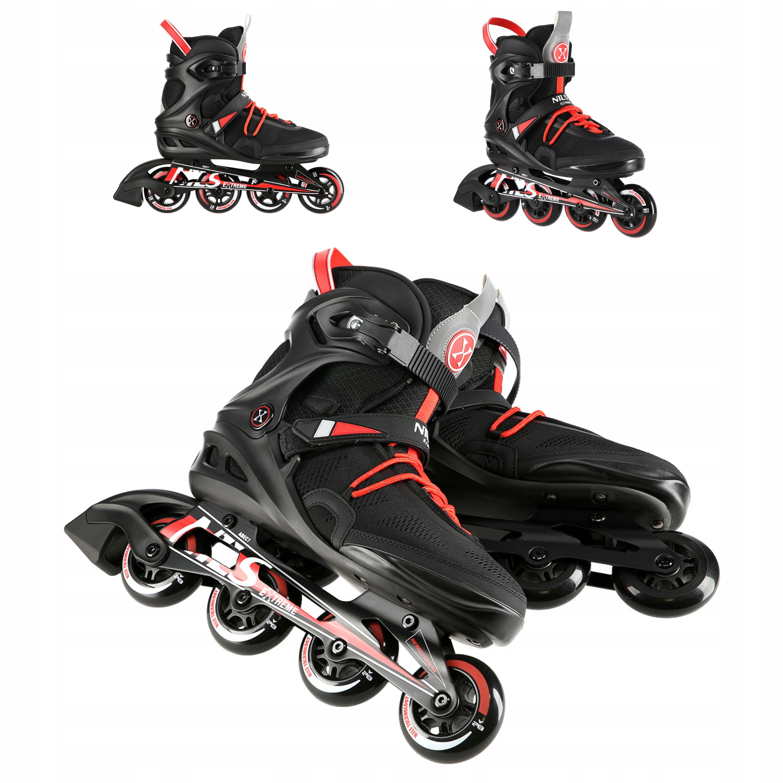 Kolečkové Brusle Nils Extreme Velikost 40 Brusle 2v1 ABEC7 Černé Alu