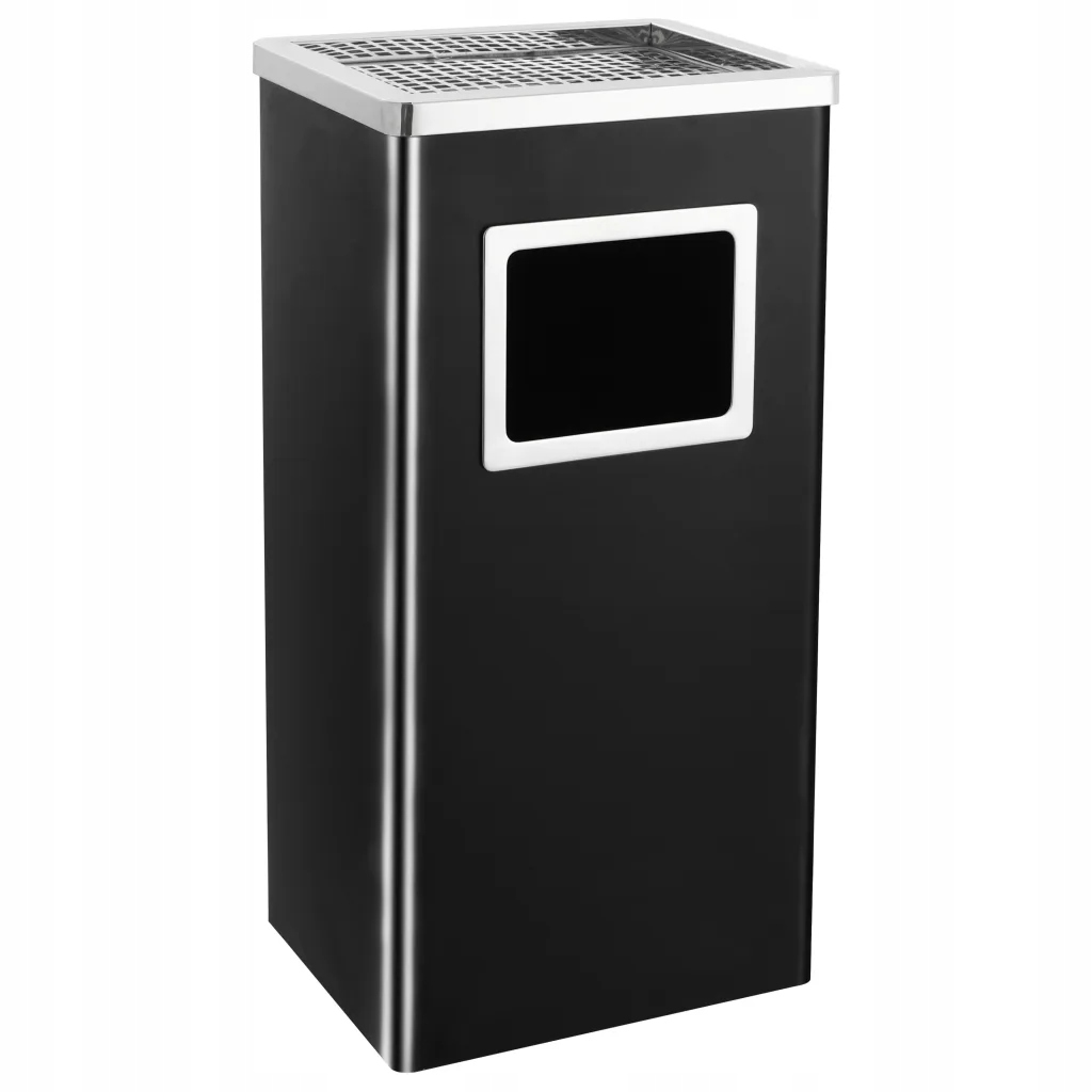 Levně Elegantní odpadkový koš s popelníkem, 45L, černý