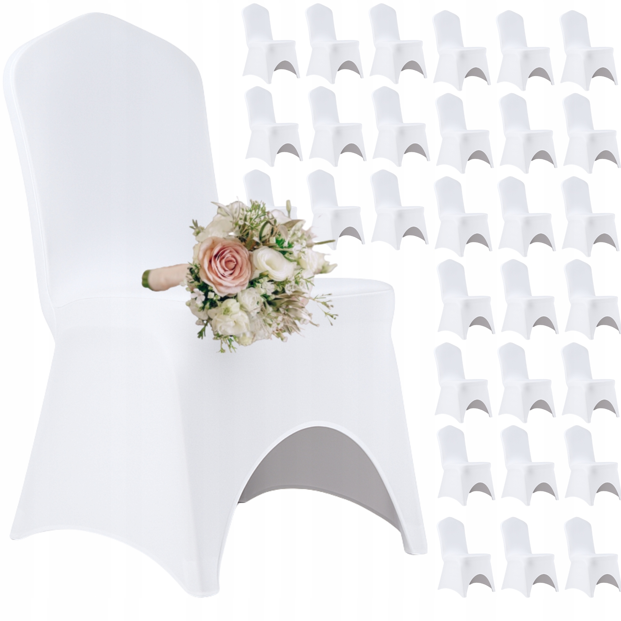 50 Ks Povlak Na Banketové Křeslo 190g Bílá Svatba Svaté Přijímání Elastický