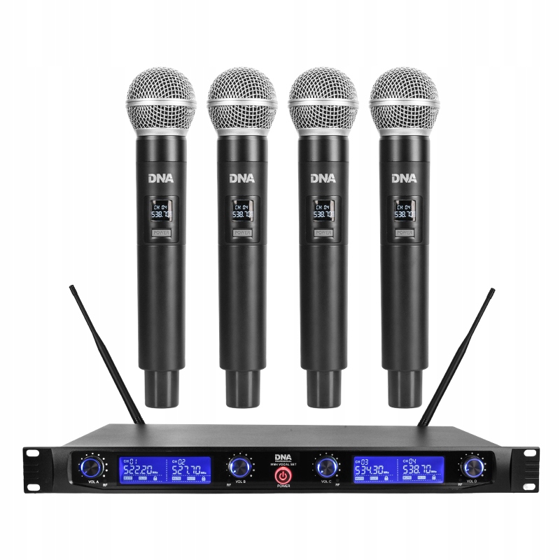 Dna WM4 Vocal Set 4 x bezdrôtový mikrofón do ruky s držiakmi na rack