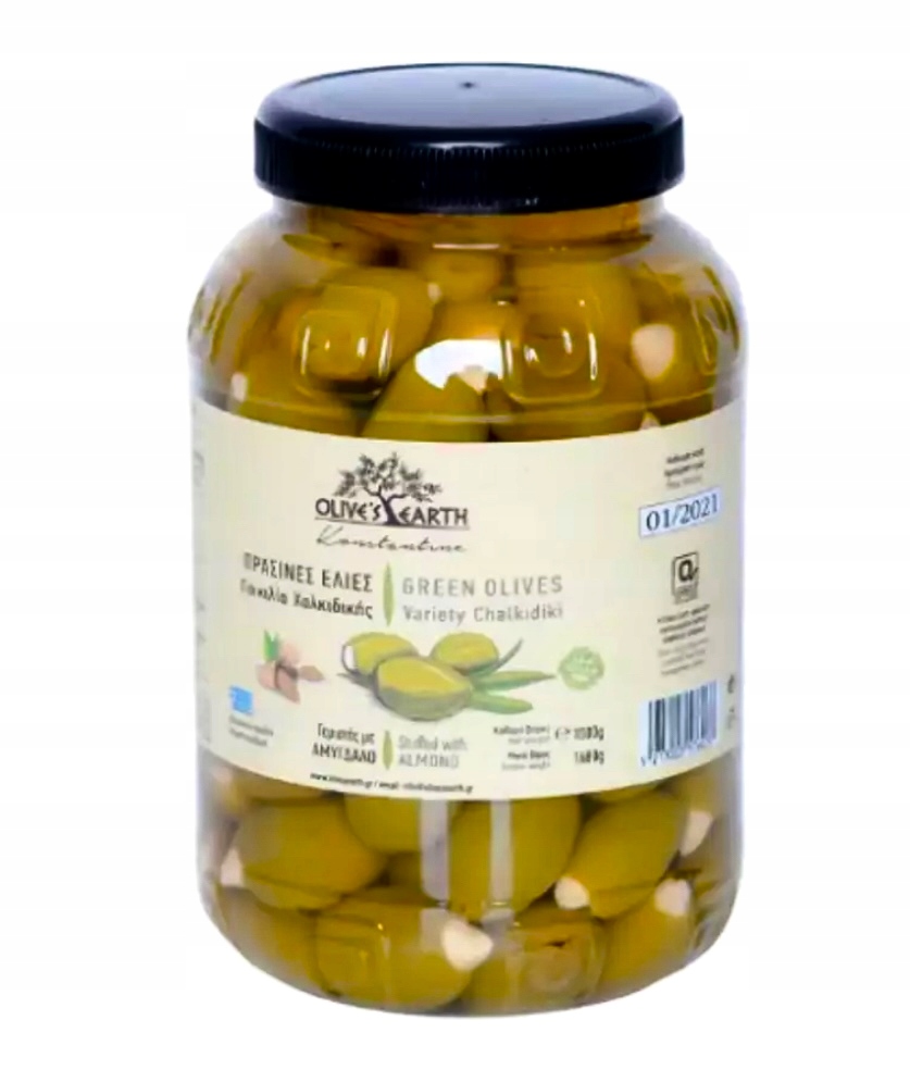 Levně Zelené olivy s mandlí 1kg Olives Earth
