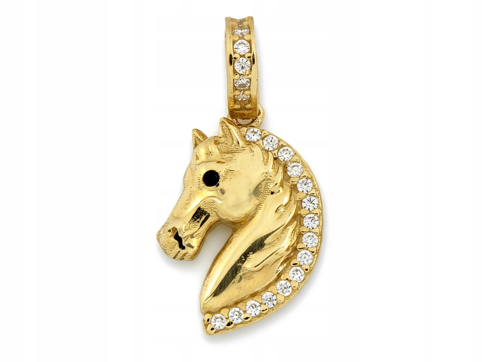 Zlatý přívěsek 585 Hlava koně 14kt diamantová busta koně 1.07g