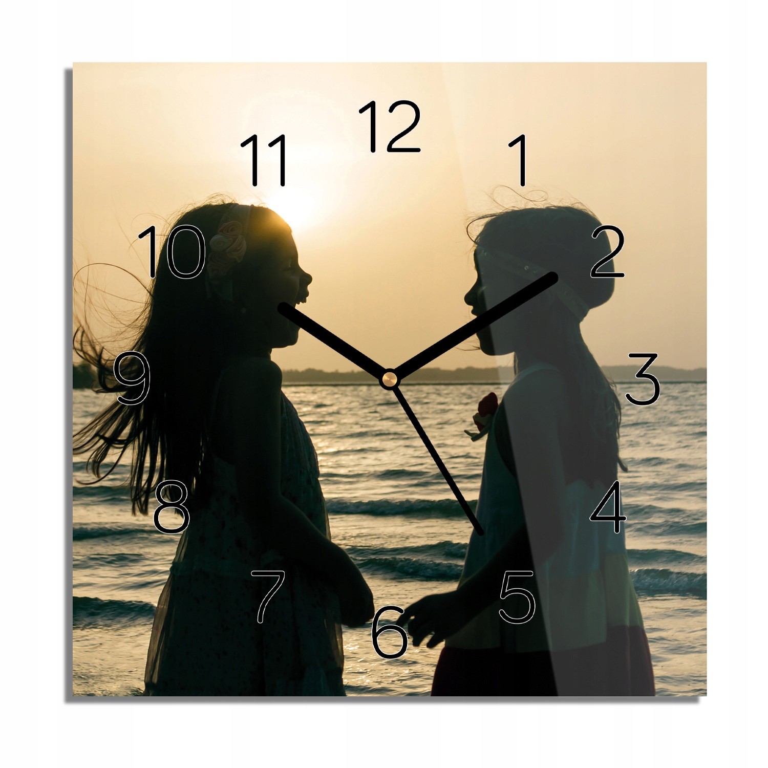 

Dzieci plaża morze zegar na szkle ścienny 30x30