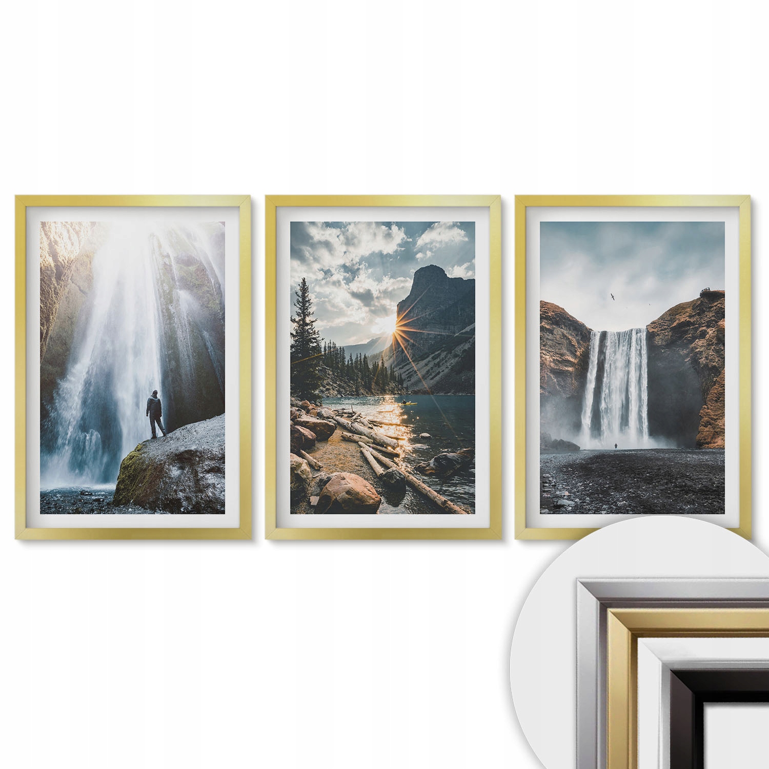 Krásny triptych fotoobrazov v súprave Vodopády hory krajiny prírody
