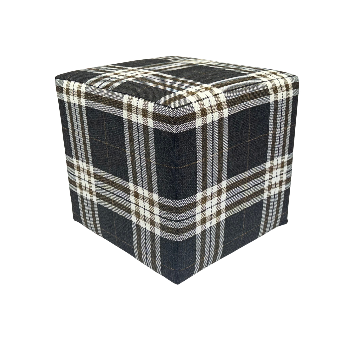 Taburet čtvercová lobox tmavě hnědá s pletenou mřížkou