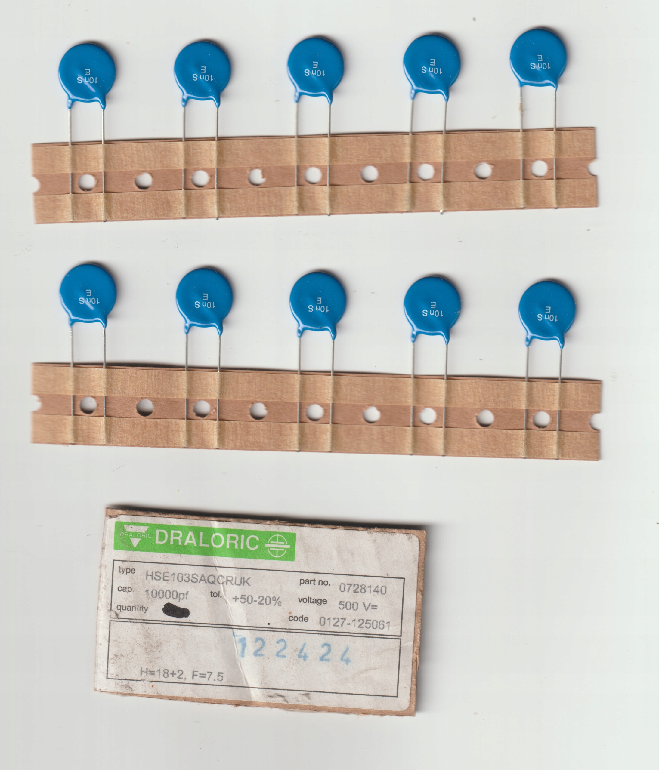 [10szt] 10nF 500V kond. cer. R=7.5mm Draloric