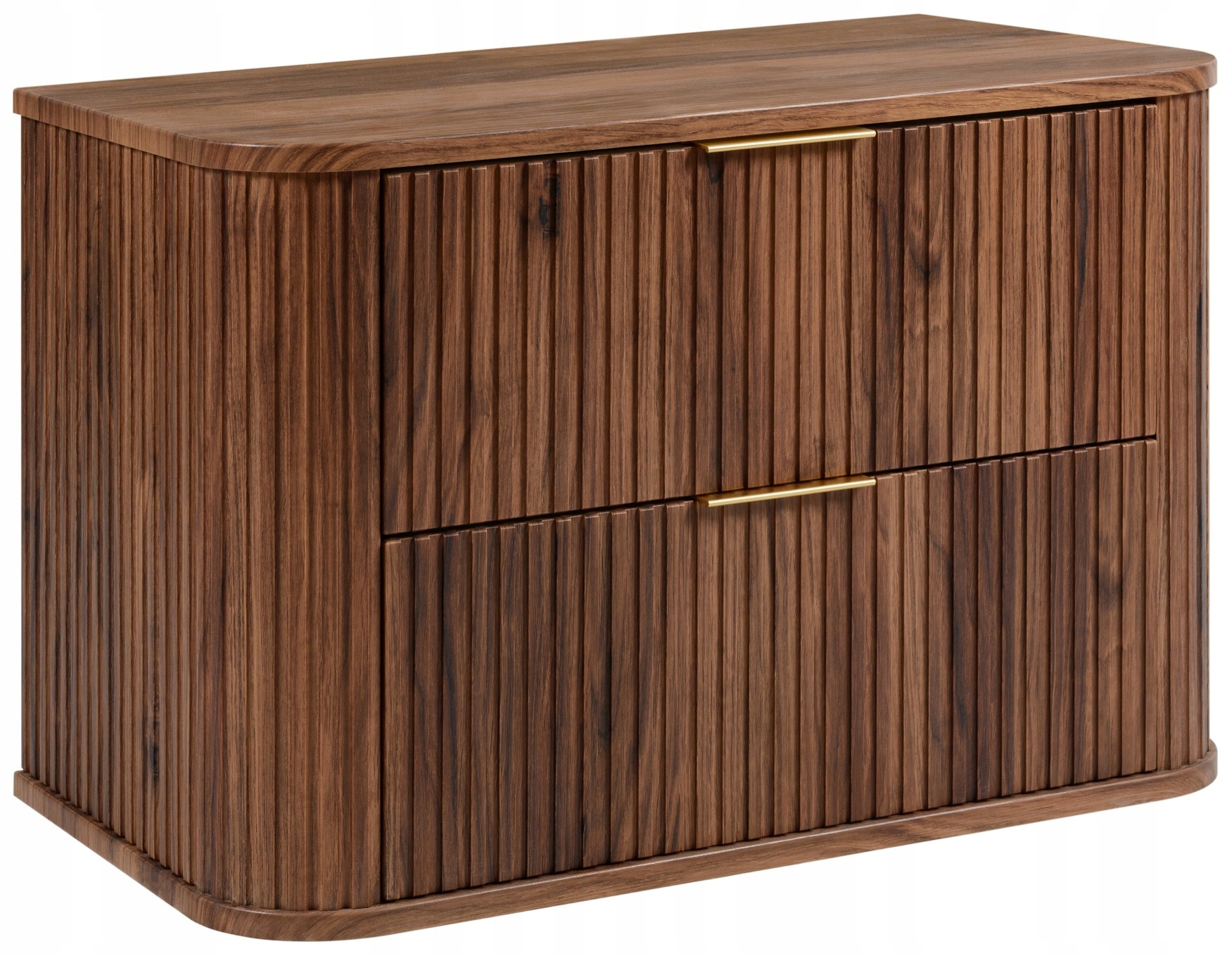 Koupelnová skříňka pod umyvadlo Ryfle Závěsná Dub Ořech 80 Oválná přední strana