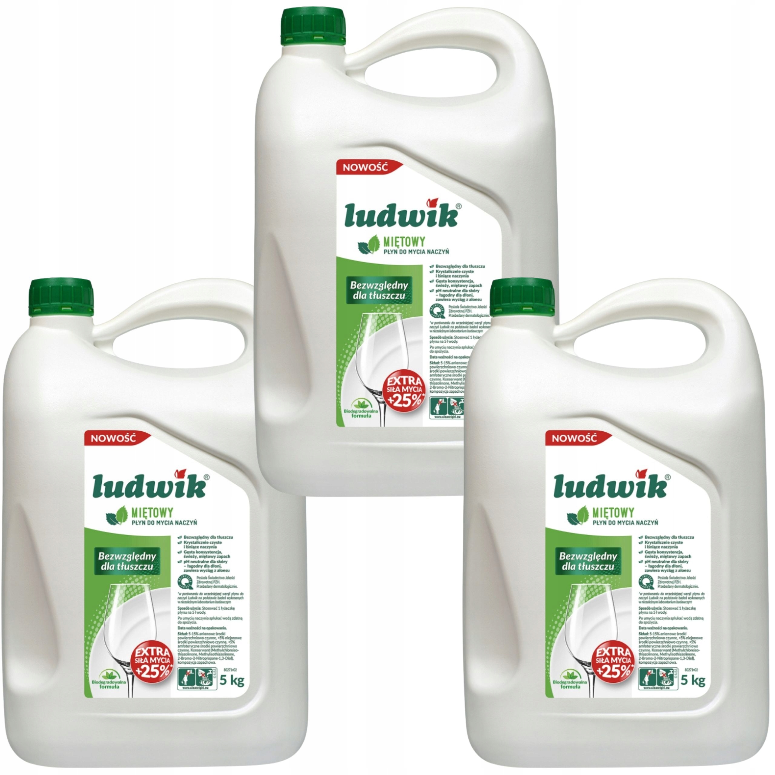 Zestaw 3x płyn do mycia naczyń Ludwik Miętowy 5kg