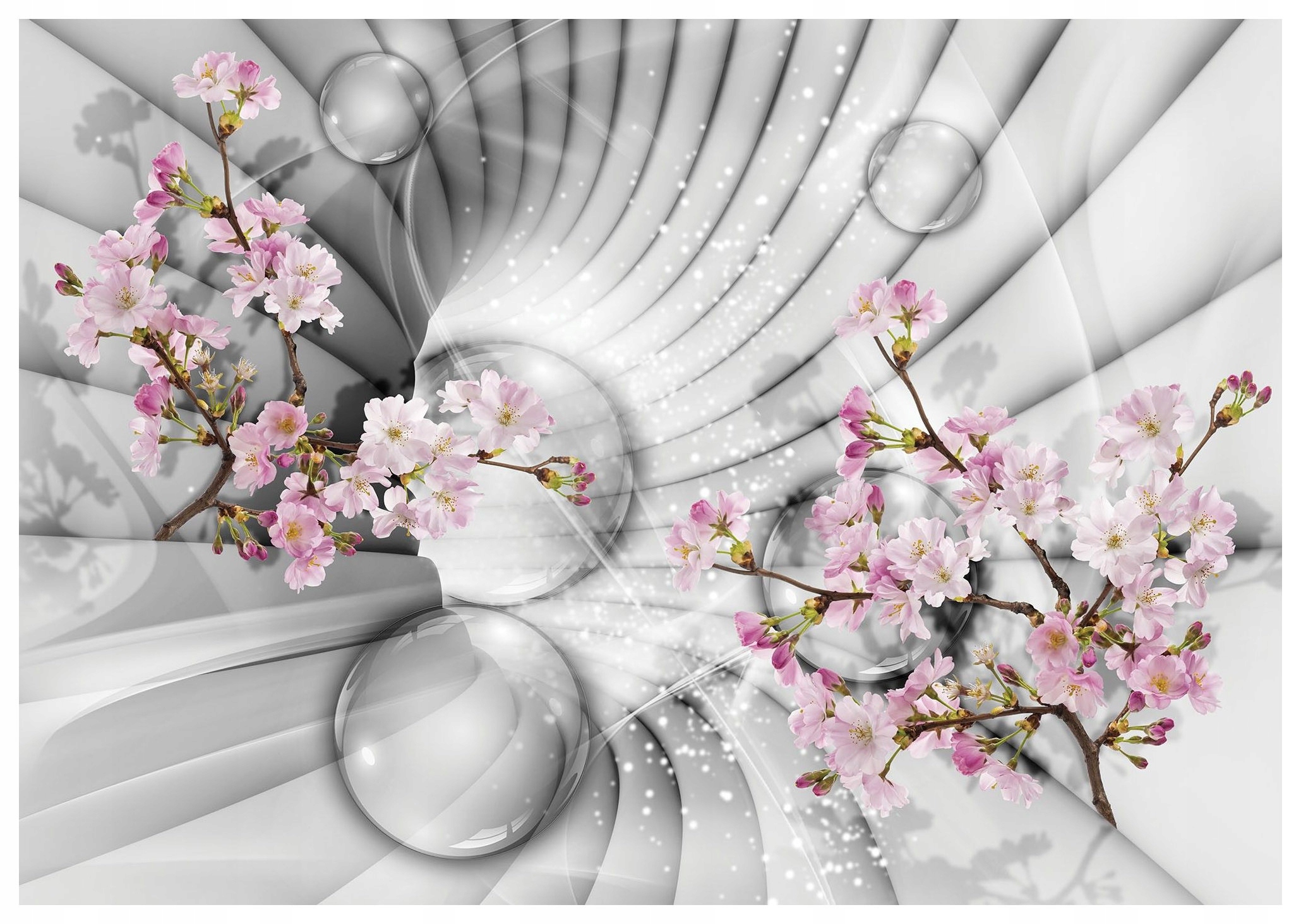 Vliesová fototapeta Tunel třešní 3D s kuličkami Yoshino Prunus 416x254 lepidlo