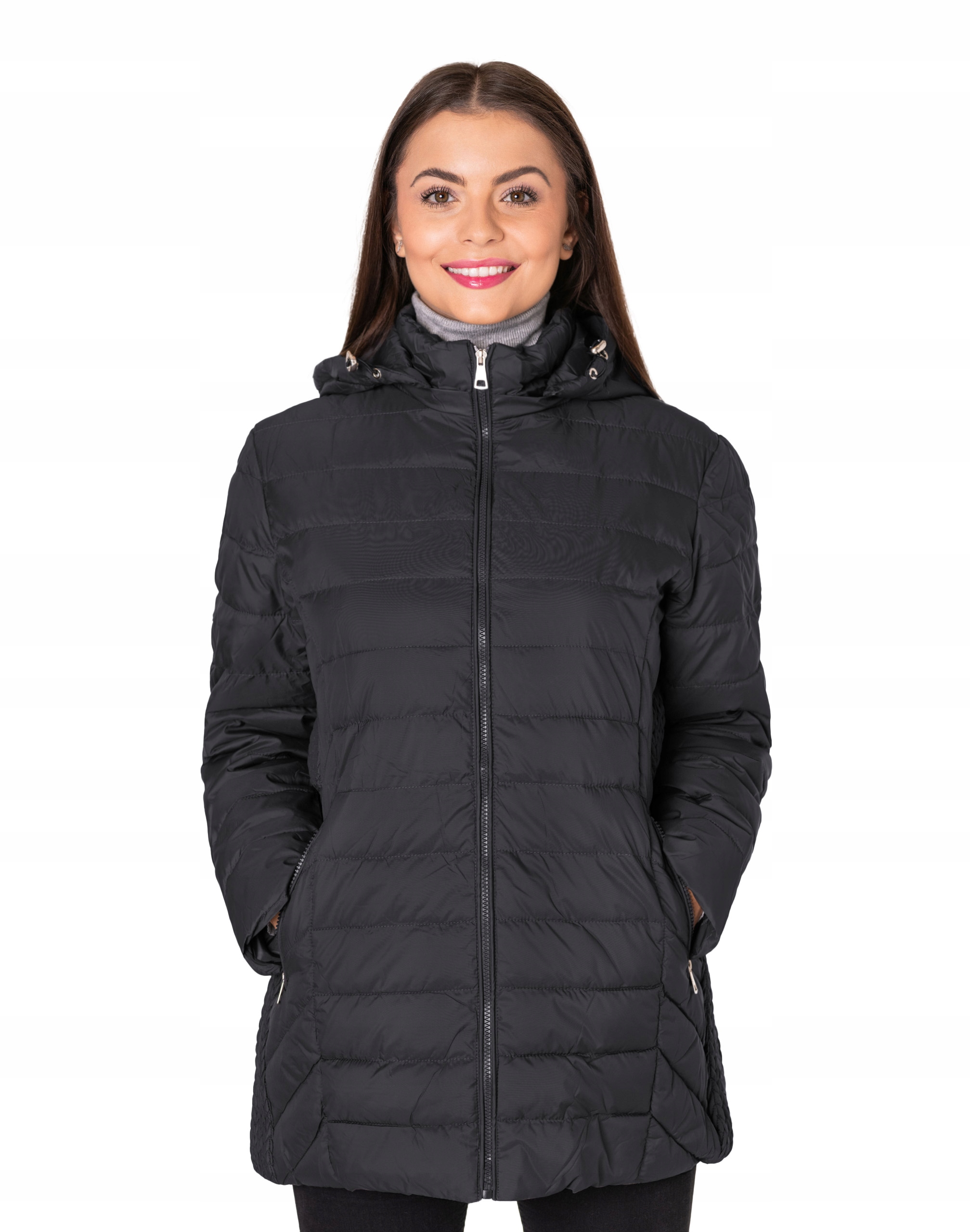 Velká teplá péřová Zimní Bunda Dámská prošívaná zateplená zimní bunda 603-3 7XL