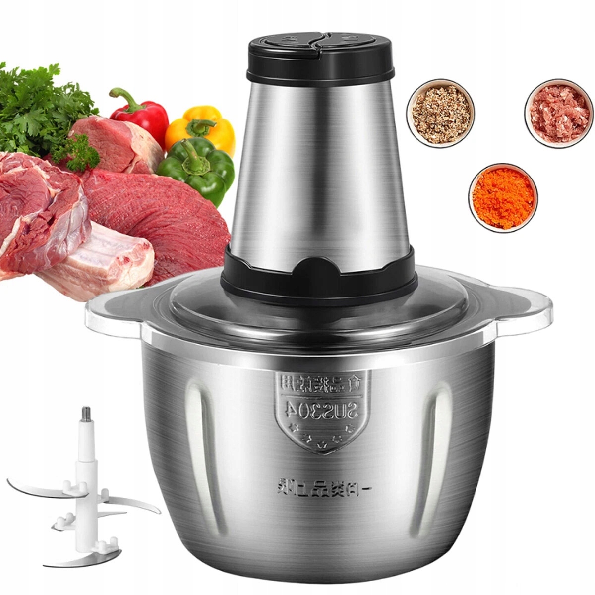 Elektrický Sekáček Potravin 2000 ML Na Ovoce A Zeleniny Masa S Zesílenou Čepelí