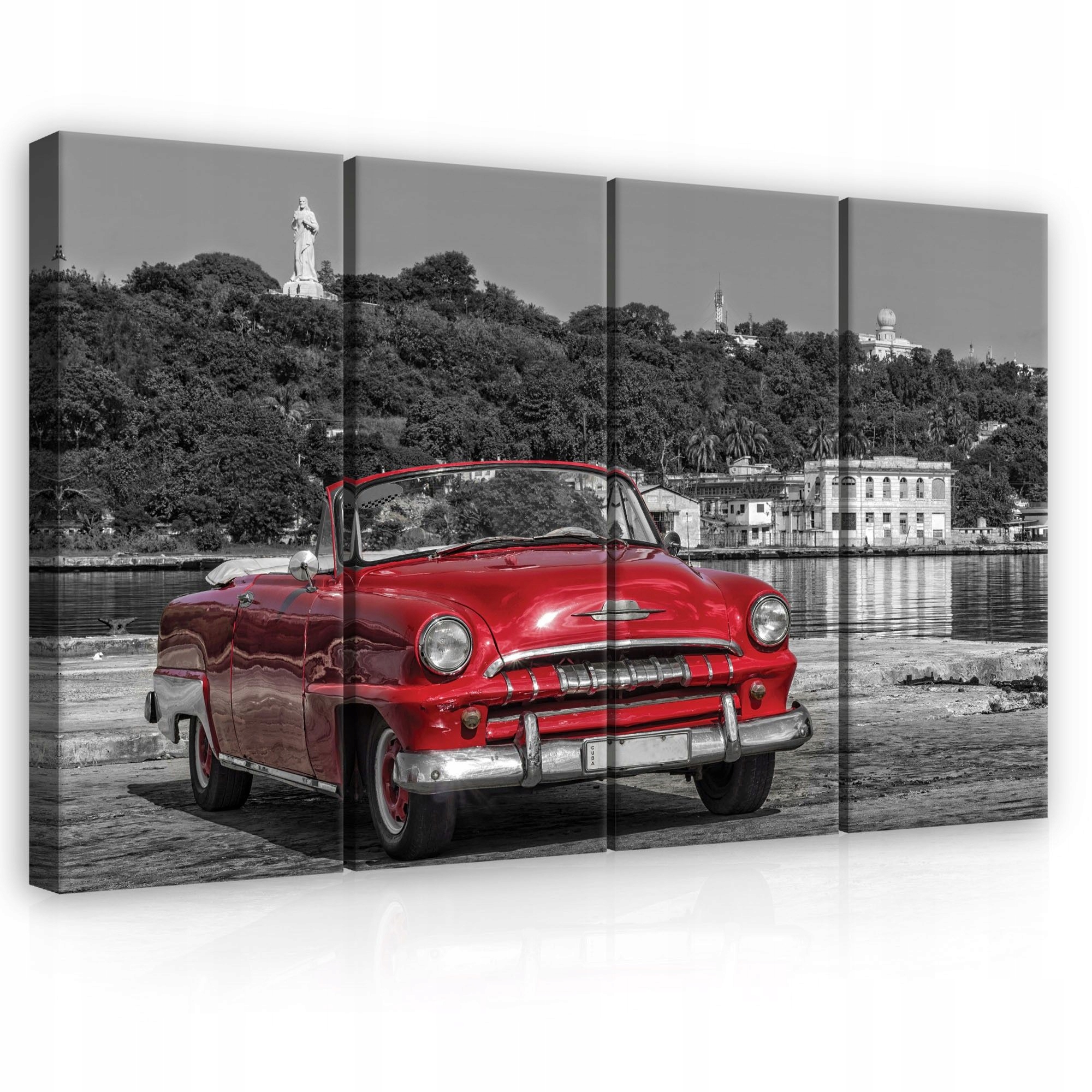 Obraz 120x80 Klasické vintage auto červený kabriolet Kuba Havana