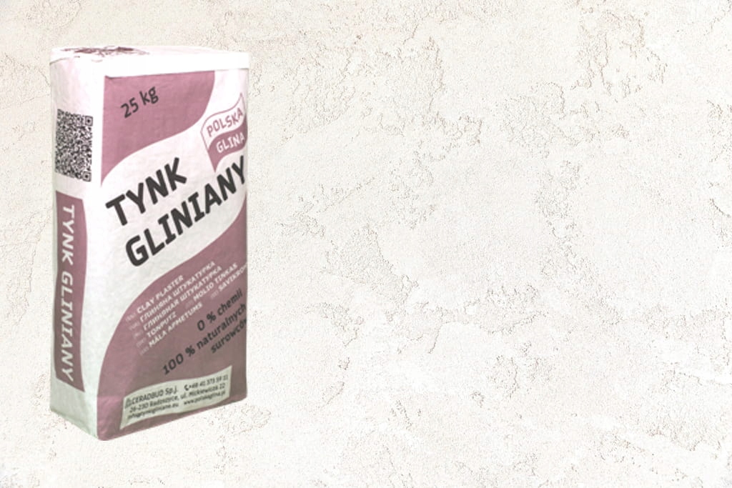 Polska Glina Tynk gliniany dekoracyjny naturalny Albus strukturalny 25kg