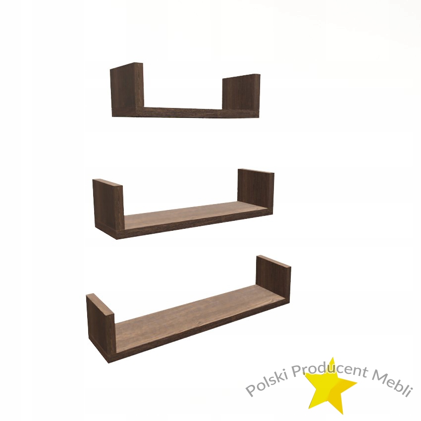 

Półka Wisząca Mała Zestaw 3 Półek Wenge Płyta 18mm