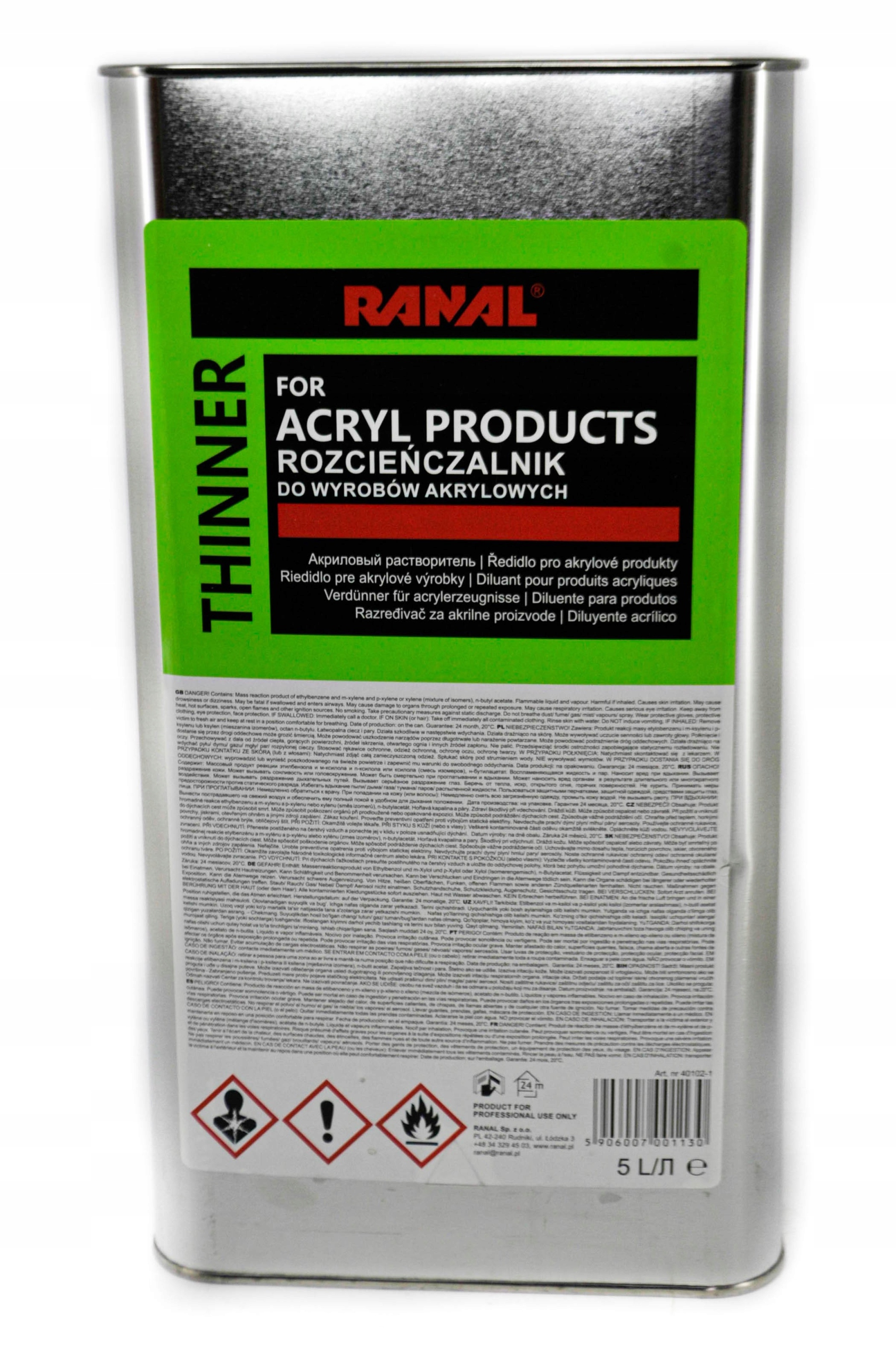 ROZCIEŃCZALNIK DO WYROBÓW AKRYLOWYCH 5L RANAL