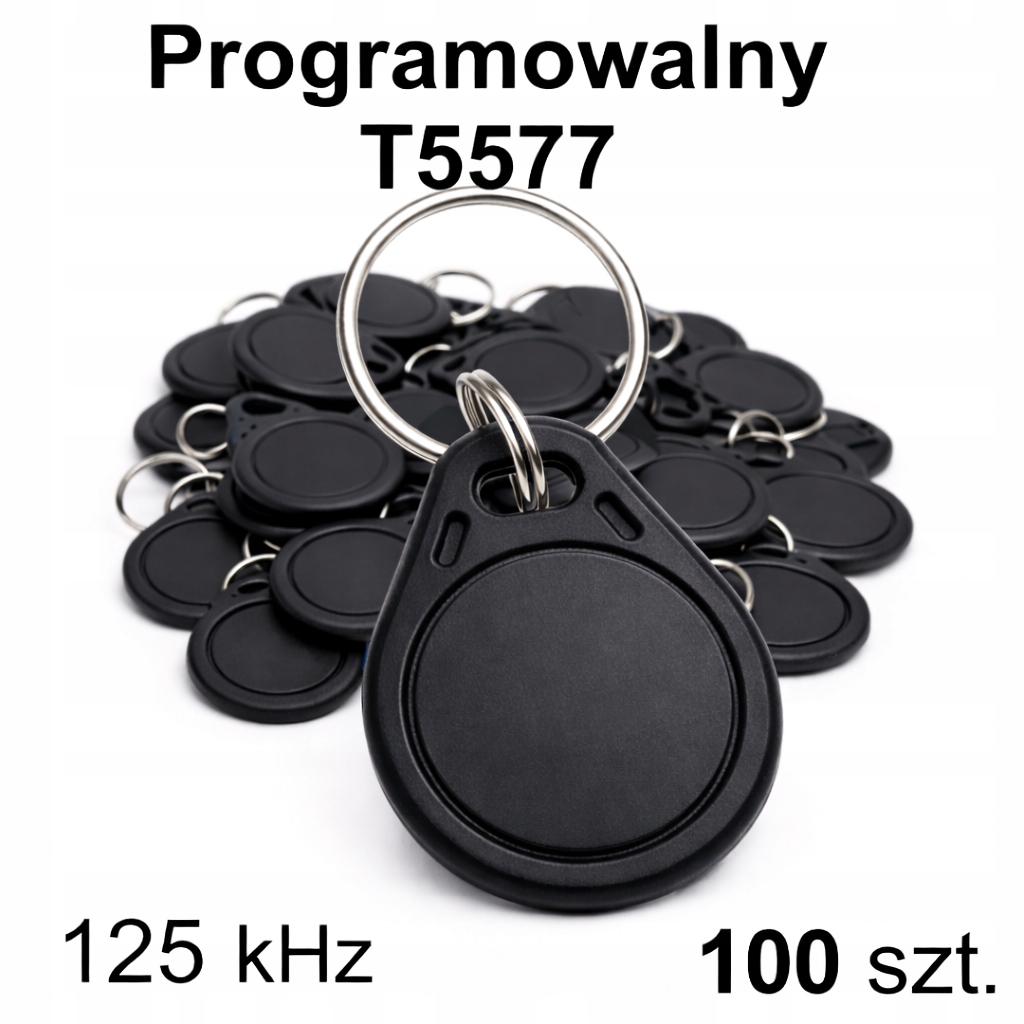 Přívěsek Na Klíče Programovatelný Rfid 125kHz T5577 Unique EM4100 EMB2 Black 100 ks