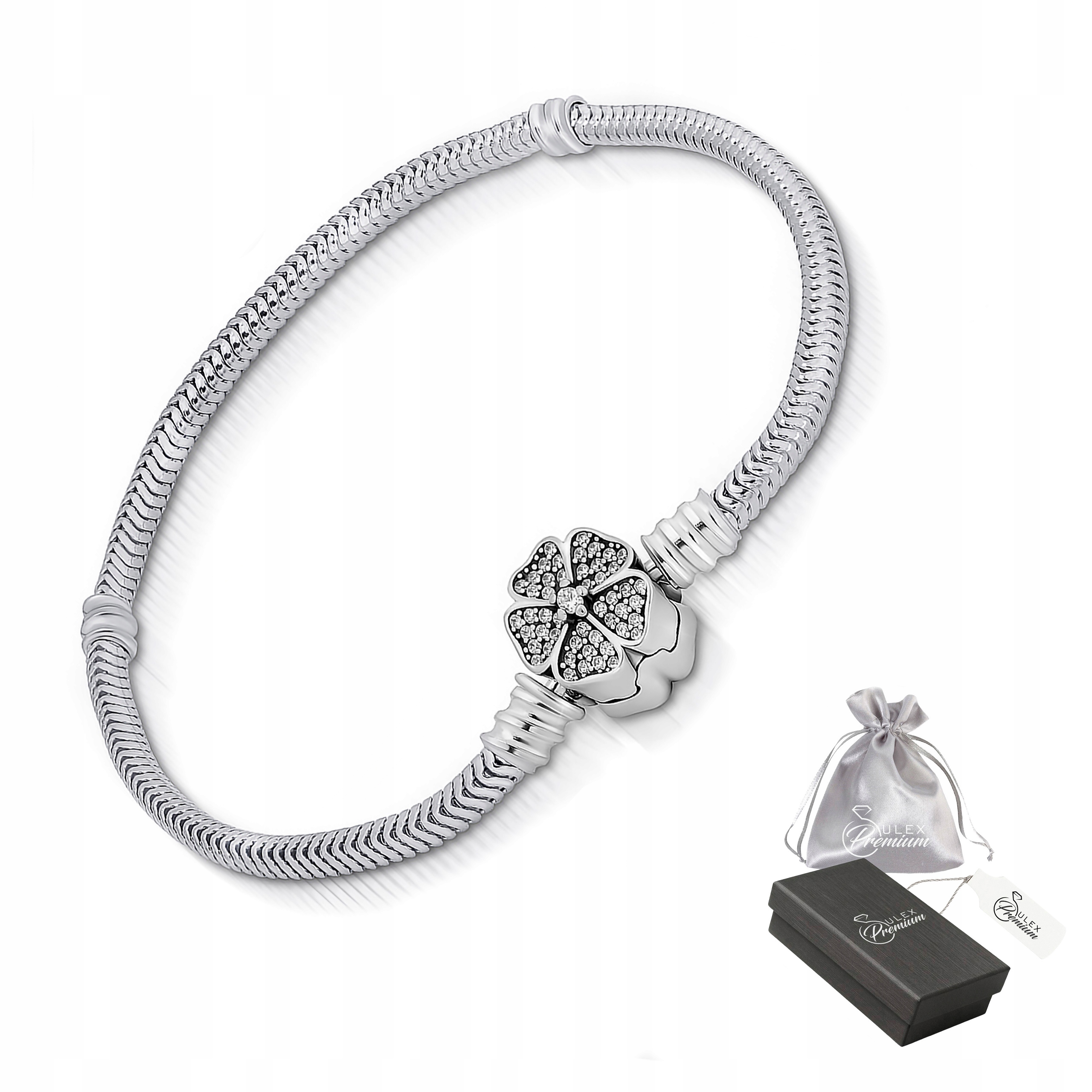 Modulární náramek pro přívěsky Čtyřlístek s kubickou zirkonií Stříbro 925 23 cm