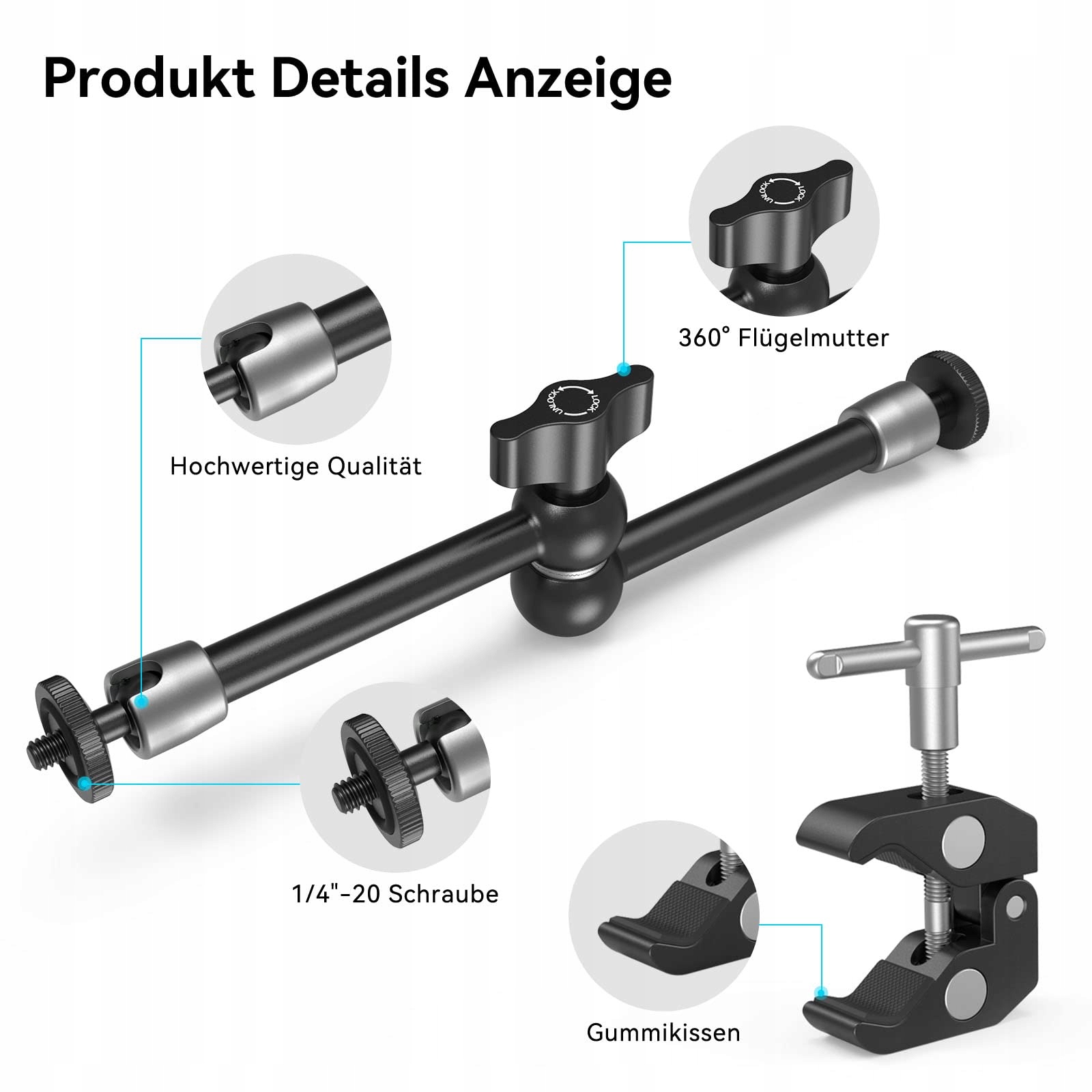 SMALLRIG Magic Arm 10 Cal Z Super Zaciskiem Do Monitora LED — miniatura 5