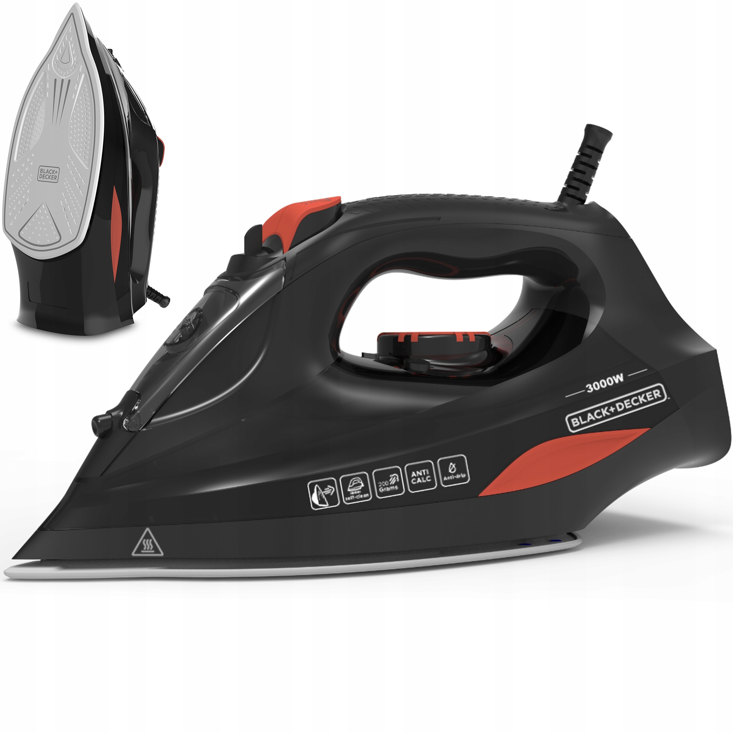 Żelazko Parowe Ceramiczne Mocny Wyrzut Pary Anti-drip Black+Decker 3000W