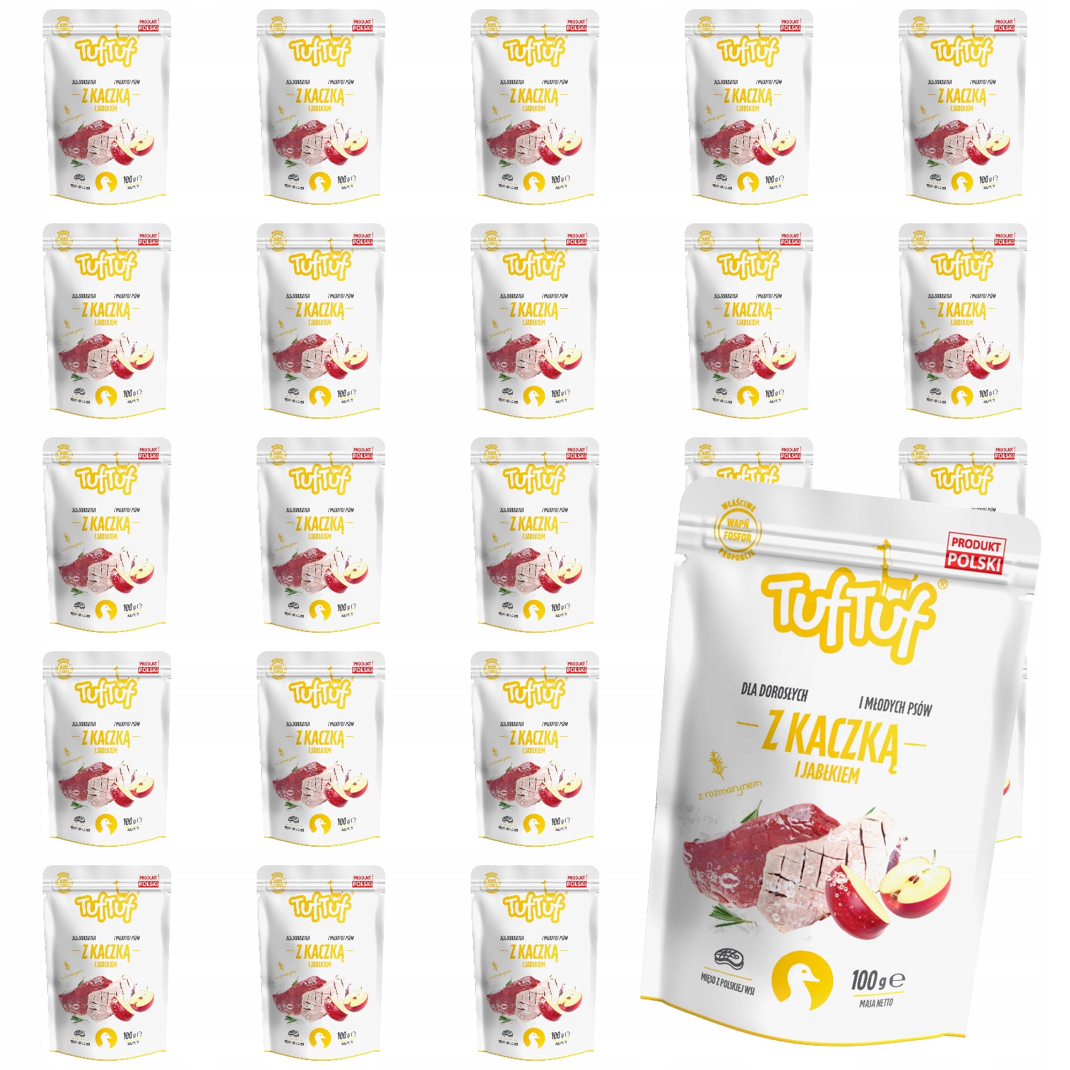 Vlhké Krmivo Pro Psa TufTuf Sáček Mletá Kachna S Jablkem 24 x 100 g