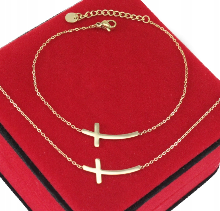 

Komplet Złoty Krzyżyki Krzyże Stal Chirurgiczna