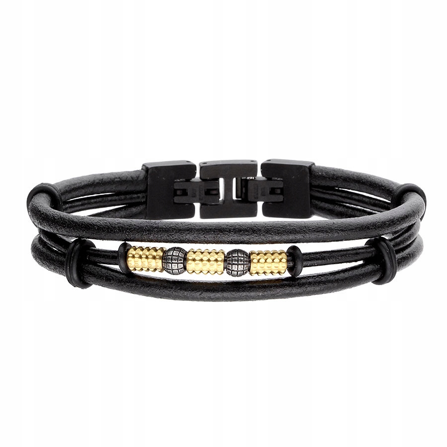 Pánský náramek Manoki kůže ocel 316 l 21 cm