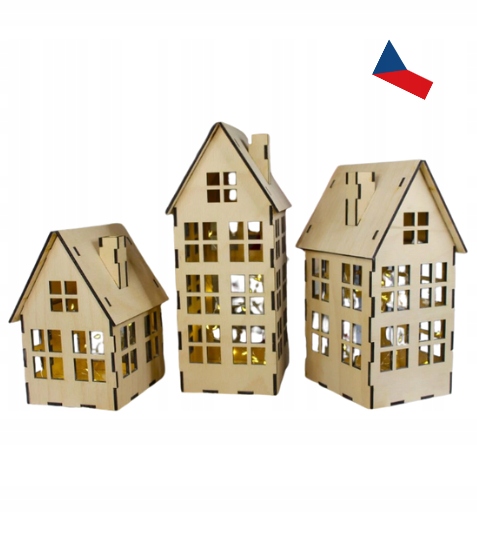 Jh WoodArt Dřevěný domeček sada Lucerna 3 ks