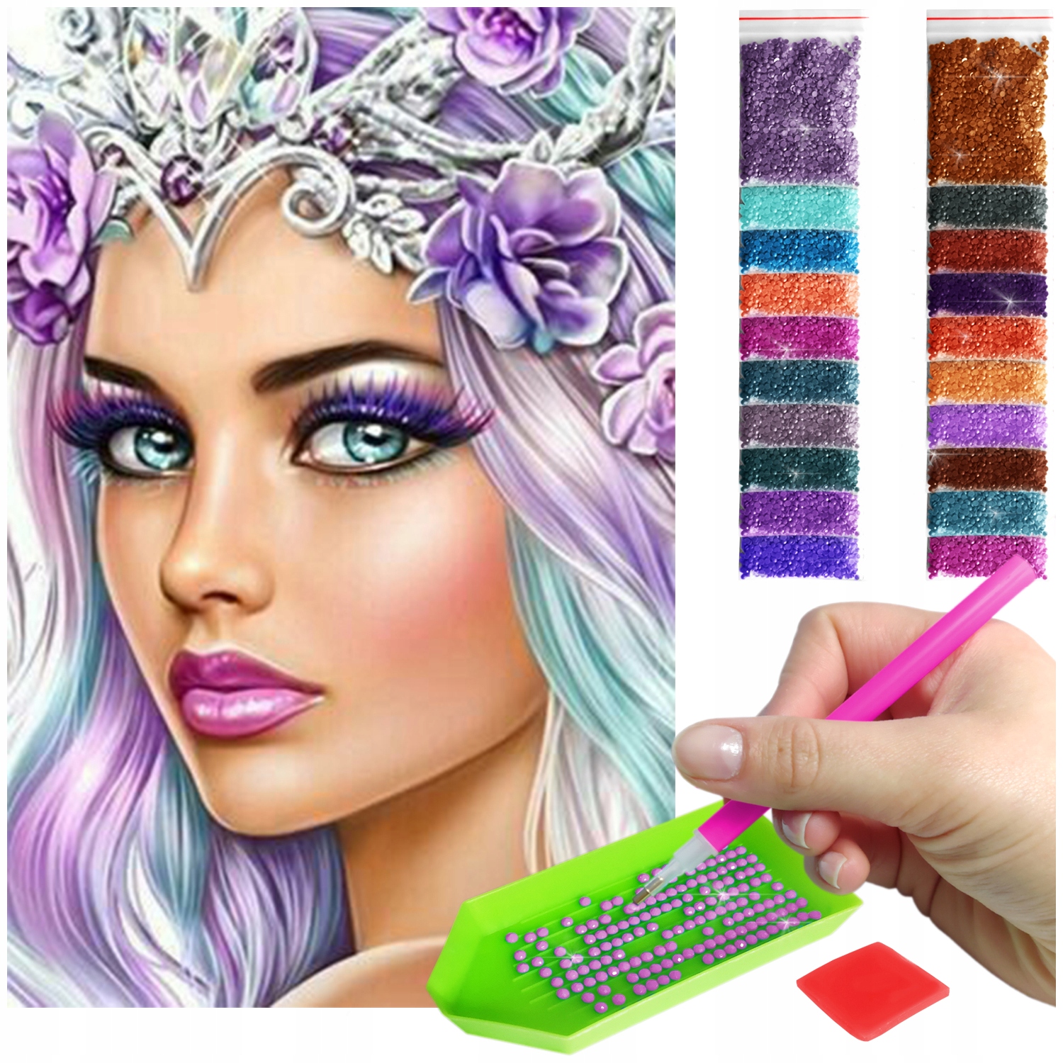 Princezna Výšivka Diamantový diamond painting mozaika 5D královna 60x40cm