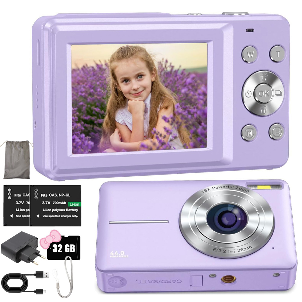 Digitální Fotoaparát Pro Děti, Vestavěný Blesk, Fialový