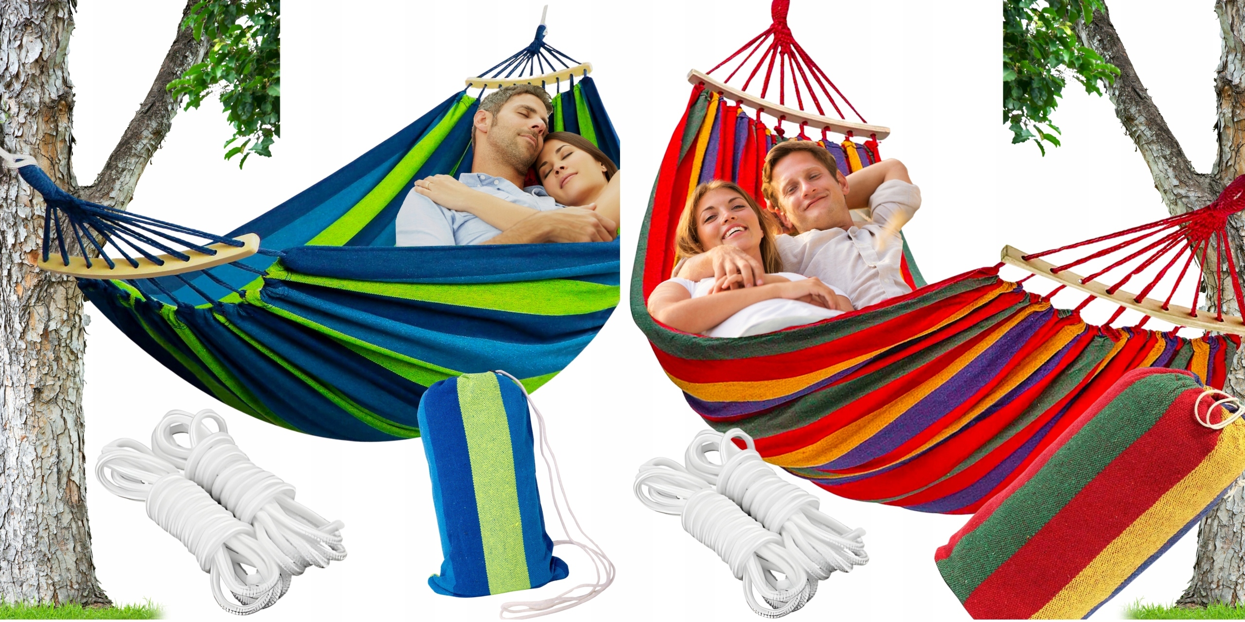 HAMAK OGRODOWY Z DRĄŻKIEM DO LEŻENIA LEŻANKA MOCNY TURYSTYCZNY ZESTAW XXL Producent inna