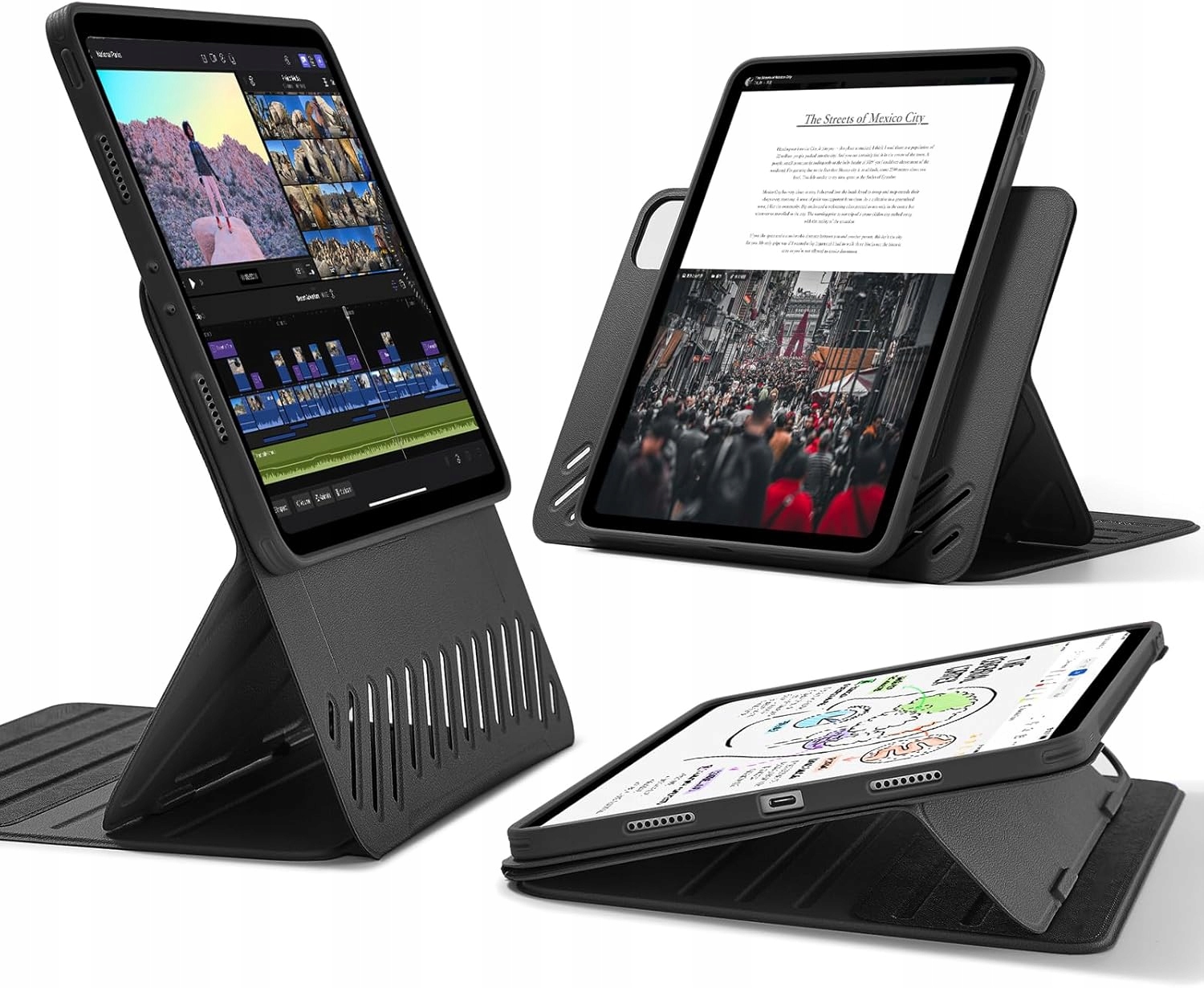 Magnetické puzdro pre iPad Pro 12.9 5/6 gen, nastaviteľný stojan, 9 polôh