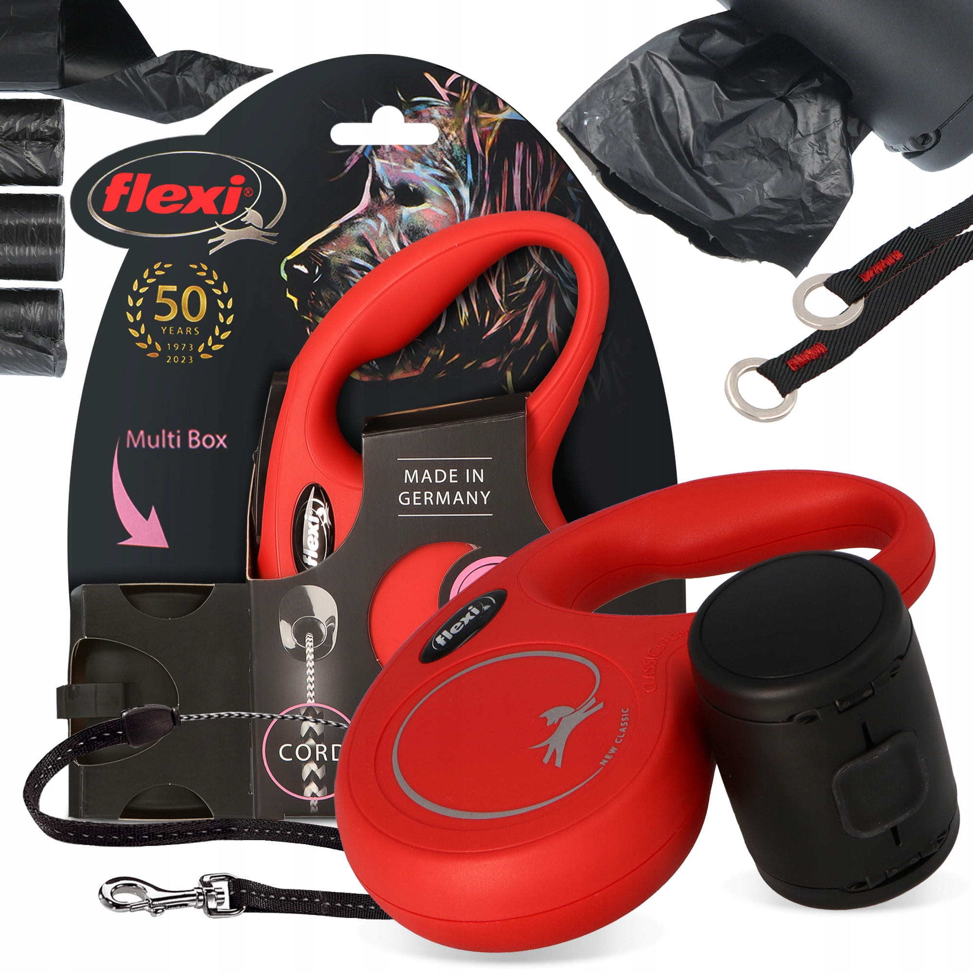 Levně Vodítko Psa Flexi Automatické lanko 5 m Multi Box Pochoutky 80x Sáčky K 3O