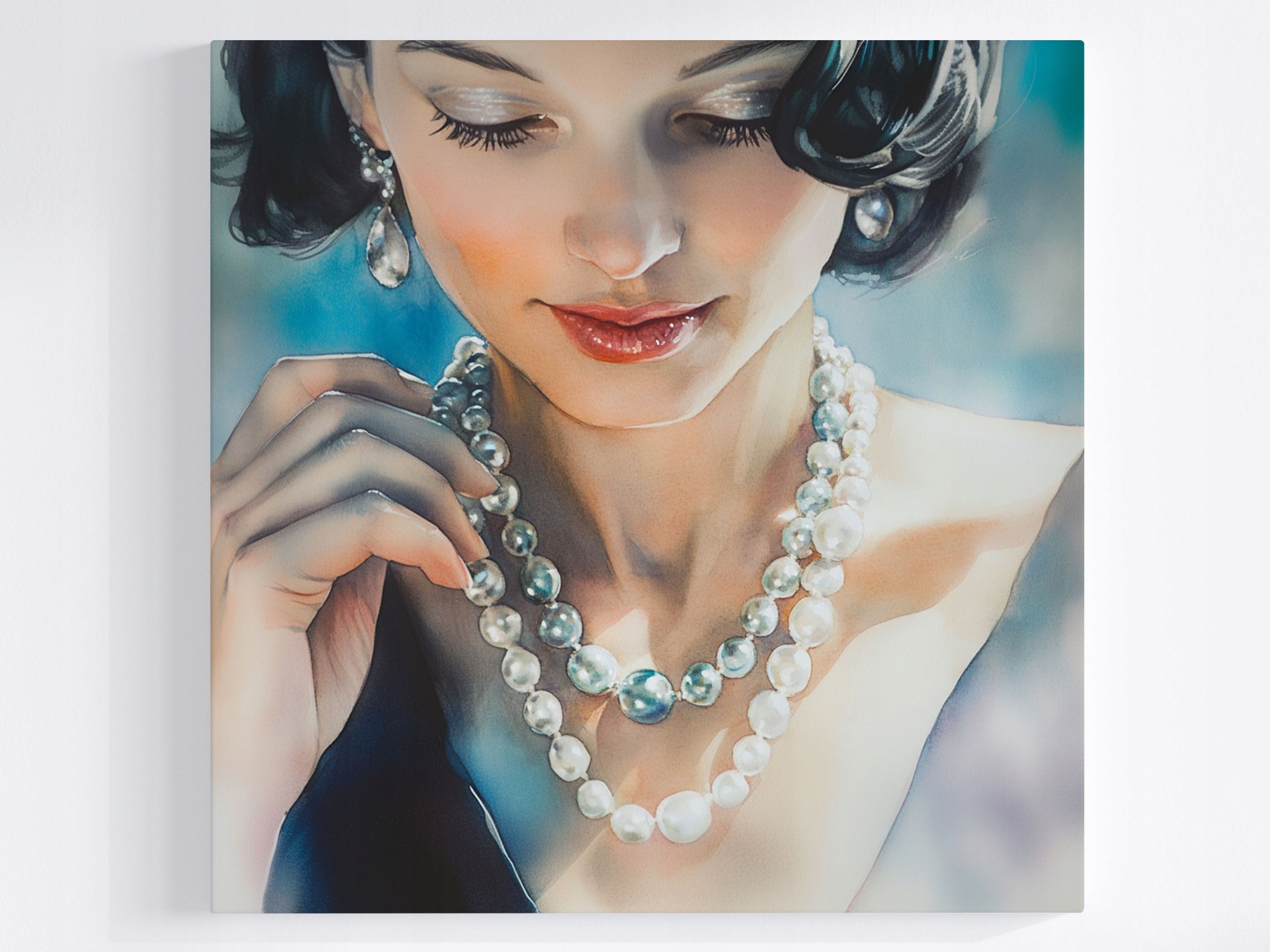 Obraz Na Plátně Canvas Žena Dívka Elegance Móda Styl Perly 80x80