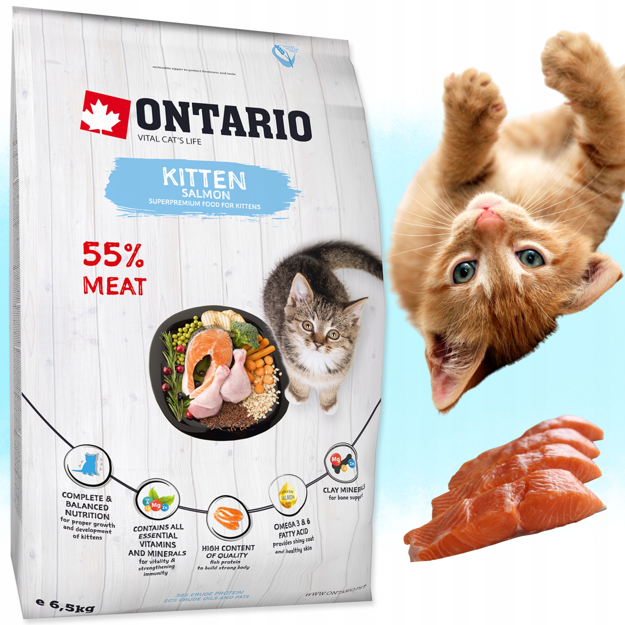 Ontario Cat Kitten Karma Dla Kociąt Łosoś 6,5kg