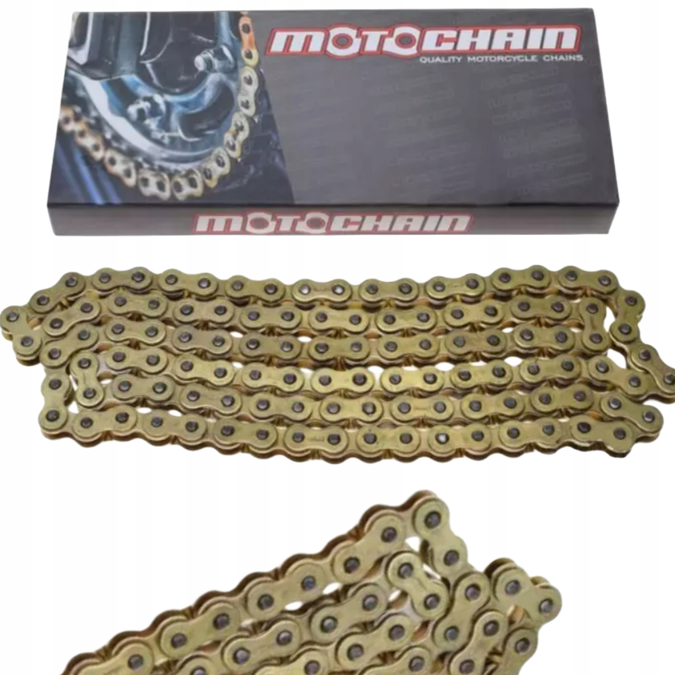 Motochain Motocyklowy Łańcuch Napędowy 112 Ogniw 428h Zapinka Złoty