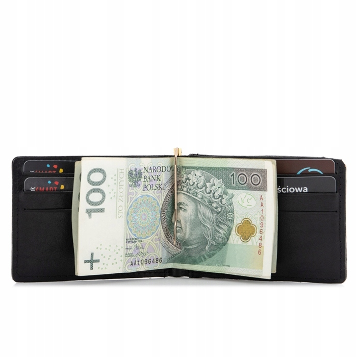 

Czarny Portfel Męski z Klipsem Banknoty Belveder